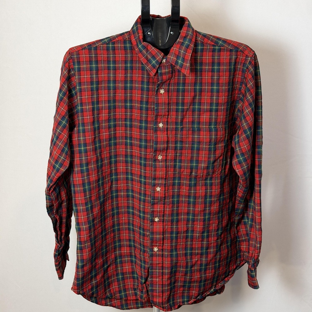 Vintage‎ Pendleton Wool Shirt Mens Large Red Plaid Button Down Made In USA